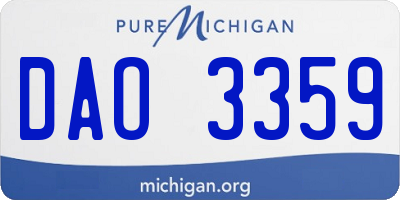 MI license plate DAO3359