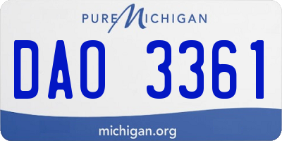 MI license plate DAO3361