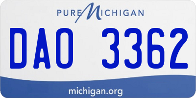 MI license plate DAO3362