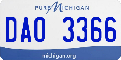 MI license plate DAO3366