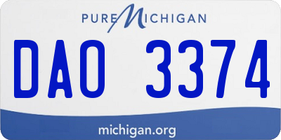 MI license plate DAO3374
