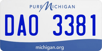 MI license plate DAO3381