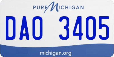 MI license plate DAO3405