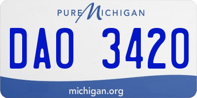MI license plate DAO3420