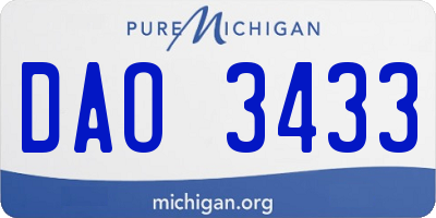 MI license plate DAO3433