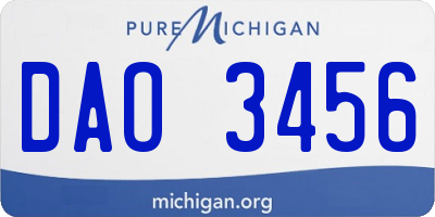 MI license plate DAO3456