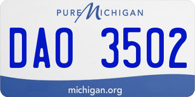 MI license plate DAO3502