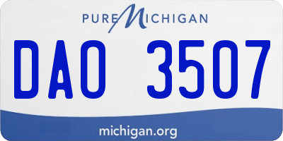 MI license plate DAO3507