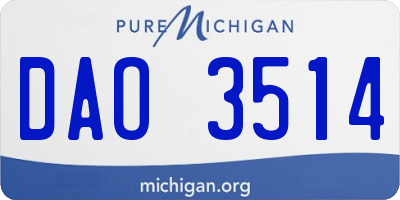 MI license plate DAO3514