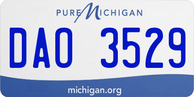 MI license plate DAO3529