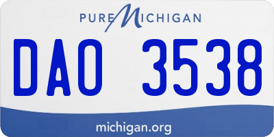 MI license plate DAO3538