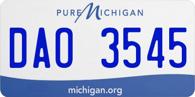 MI license plate DAO3545