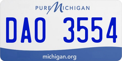 MI license plate DAO3554
