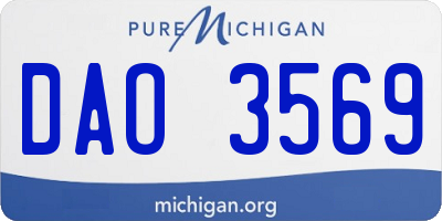 MI license plate DAO3569