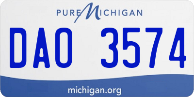 MI license plate DAO3574