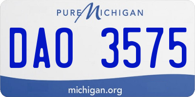 MI license plate DAO3575
