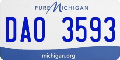 MI license plate DAO3593