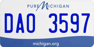 MI license plate DAO3597
