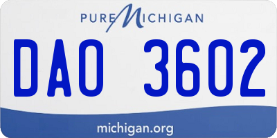 MI license plate DAO3602