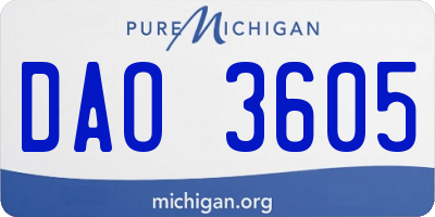 MI license plate DAO3605