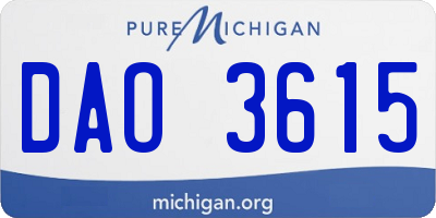 MI license plate DAO3615