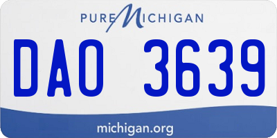 MI license plate DAO3639