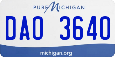MI license plate DAO3640