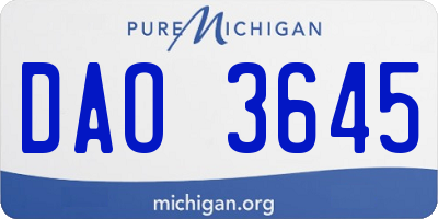 MI license plate DAO3645