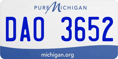 MI license plate DAO3652