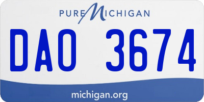 MI license plate DAO3674