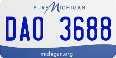 MI license plate DAO3688
