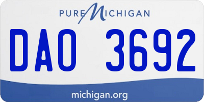MI license plate DAO3692