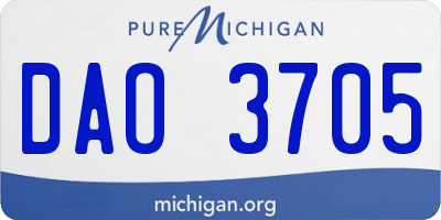 MI license plate DAO3705