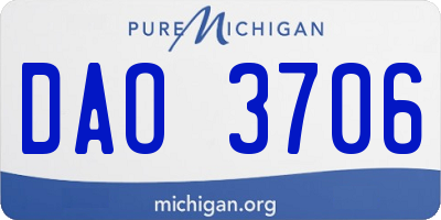 MI license plate DAO3706