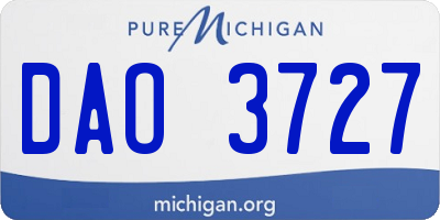 MI license plate DAO3727