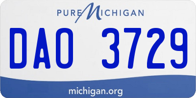 MI license plate DAO3729
