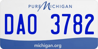 MI license plate DAO3782