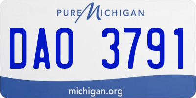MI license plate DAO3791