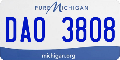 MI license plate DAO3808