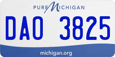 MI license plate DAO3825