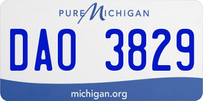 MI license plate DAO3829