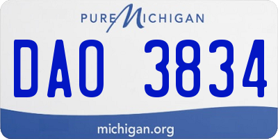 MI license plate DAO3834