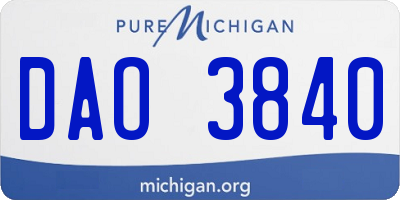 MI license plate DAO3840