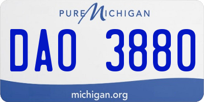 MI license plate DAO3880