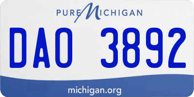 MI license plate DAO3892