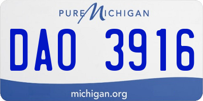 MI license plate DAO3916