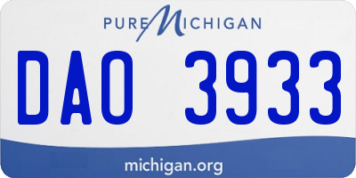 MI license plate DAO3933