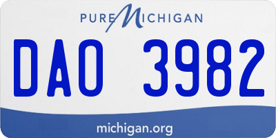 MI license plate DAO3982