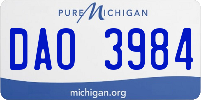 MI license plate DAO3984
