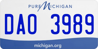 MI license plate DAO3989
